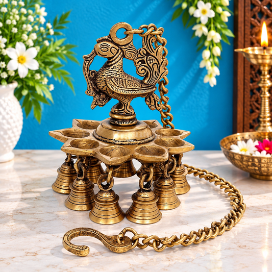 Brassaura® Brass Wall Hanging Diya Statue For Home-Decor Height 20.9 Inches|Weight: 1.1 kg