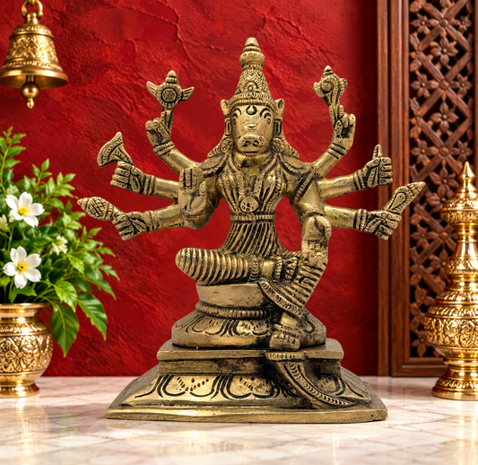 Brassaura® Brass Varahi Idol – Temple & Pooja Décor Height 7.2 Inches  | Weight: 1.8 Kgs