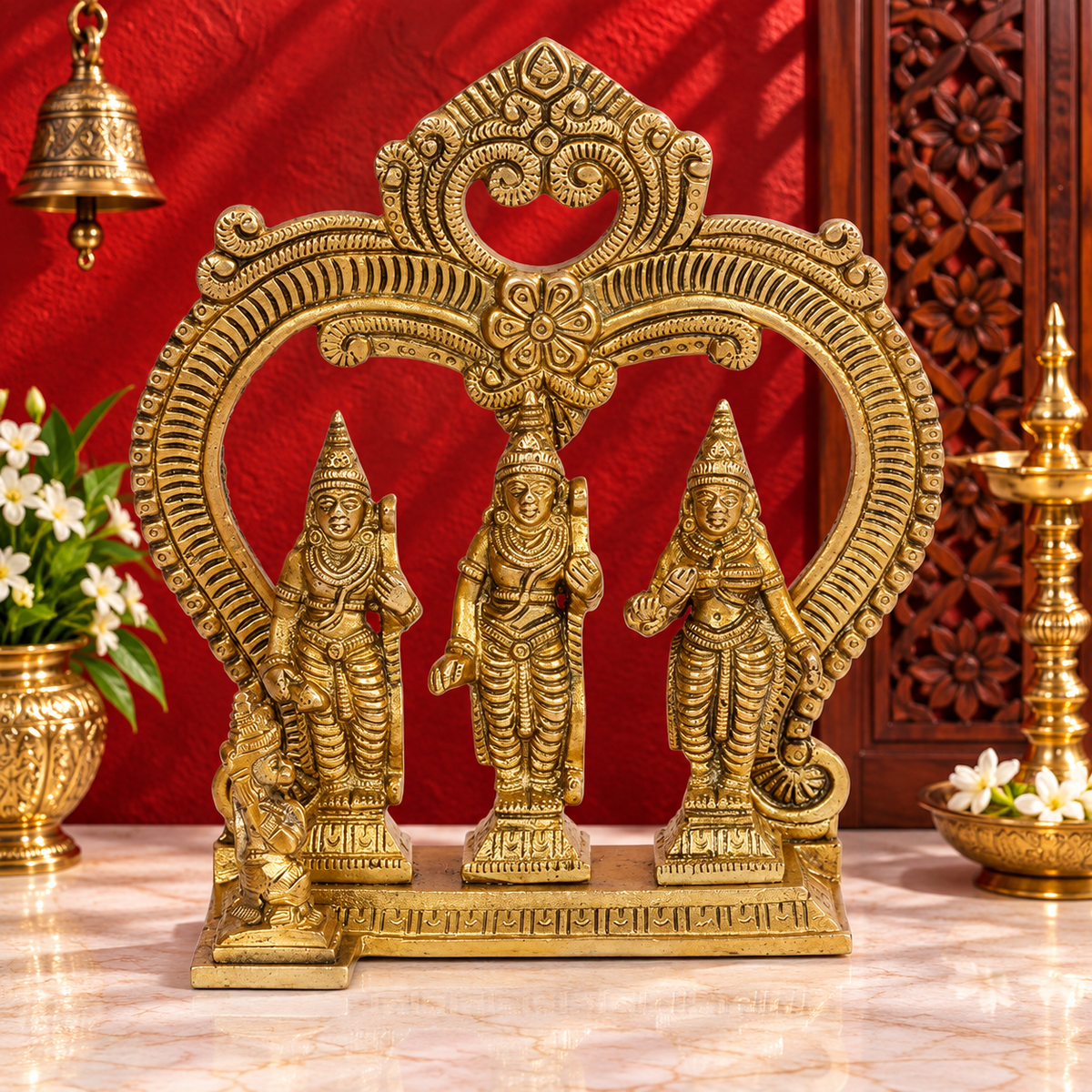 Brassaura® Brass Ram Darbar Idol – Height 8 Inches | Sacred Brass Artwork for Temple & Home Altar