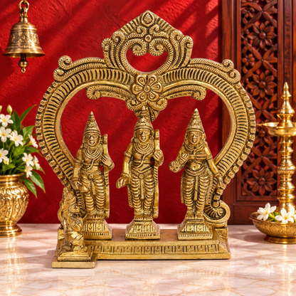 Brassaura® Brass Ram Darbar Idol – Height 8 Inches | Sacred Brass Artwork for Temple & Home Altar