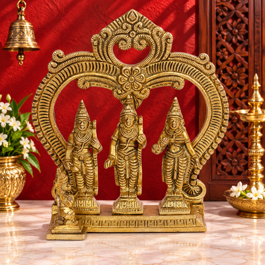 Brassaura® Brass Ram Darbar Idol – Height 8 Inches | Sacred Brass Artwork for Temple & Home Altar
