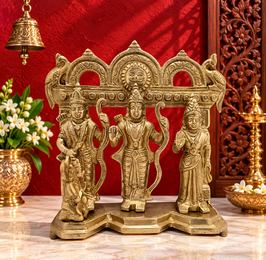 Brassaura® Brass Ram Darbar Idol – Height 9 Inches  | Artistic Representation of Ram Parivar