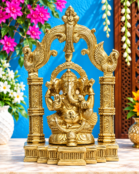 Brassaura™ Brass Ganesha Murti – Height 11.02 inches | Weight 2.5 kgs