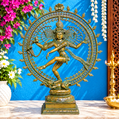 Brassaura® Pure Superfine Brass Handcrafted Nataraja Murti | Lord Shiva Cosmic Dancing Statue for Home Temple, Pooja Room & Spiritual Décor | 47 Inches, 58 Kg