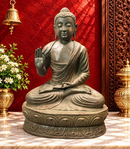 Brassaura® Brass Meditating Buddha Statue | Handcrafted Gautam Buddha Idol for Home, Meditation Room, Garden & Spiritual Décor | 68 Inches | 245 Kg