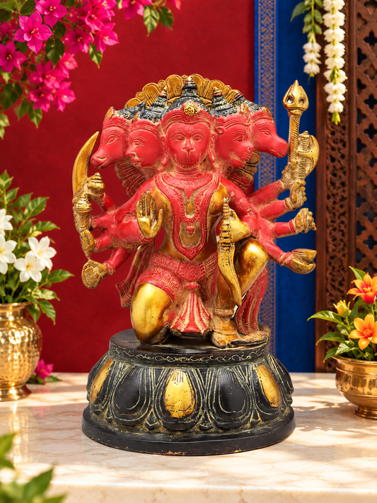 ब्रासोरा® वृंदावन वेणुगोपाल कृष्ण पीतल की प्रतिमा मोर के साथ | एंटीक नीला और सुनहरा रंग | ऊँचाई 20 इंच