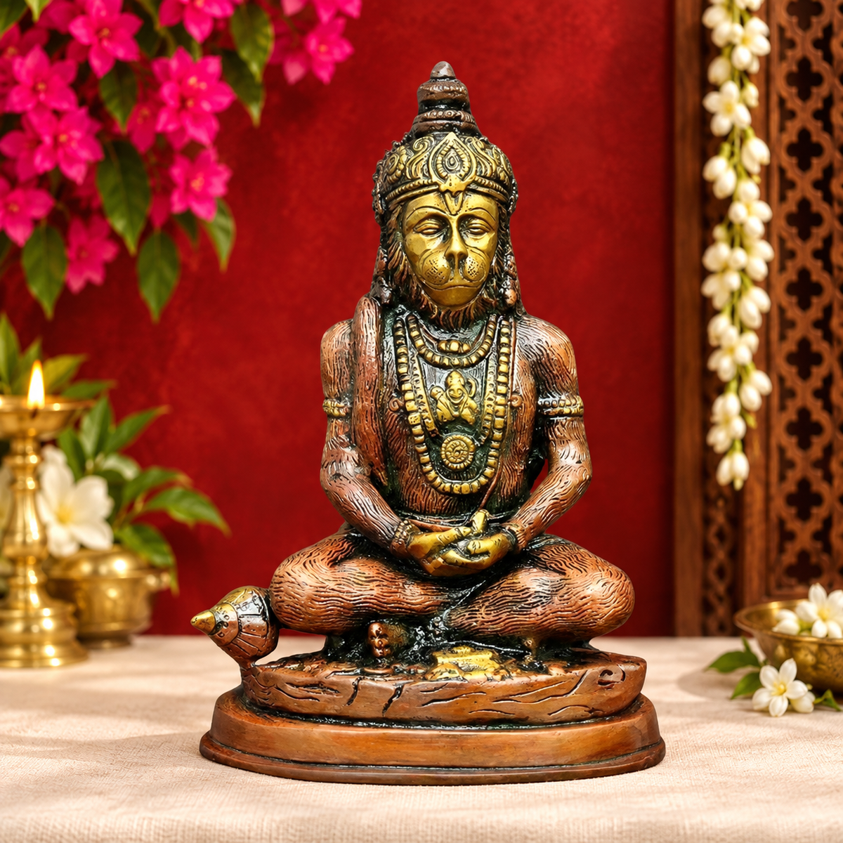 ब्रासौड़ा™ पीतल हनुमान प्रतिमा उत्तम शिल्प के साथ – ऊँचाई 7.4 इंच और वज़न 1.64 किलोग्राम
