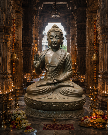 Brassaura® Brass Meditating Buddha Statue | Handcrafted Gautam Buddha Idol for Home, Meditation Room, Garden & Spiritual Décor | 68 Inches | 245 Kg
