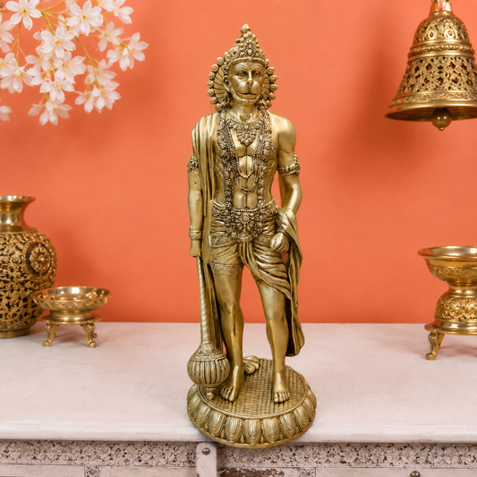 ब्रासोरा® वृंदावन वेणुगोपाल कृष्ण पीतल की प्रतिमा मोर के साथ | एंटीक नीला और सुनहरा रंग | ऊँचाई 20 इंच