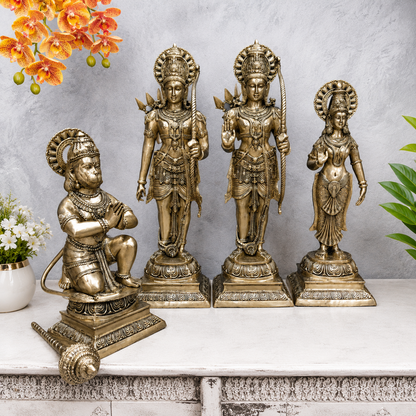 Brassaura® Ram Darbar Brass Statue Set | Divine Family of Lord Rama, Sita, Lakshman & Hanuman | Height 41 Inches & Weight 125 Kgs