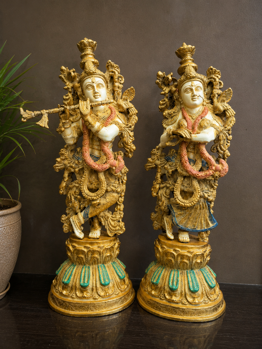 Brassaura® Brass Radha Krishna Pair Statue | Height 19 Inches