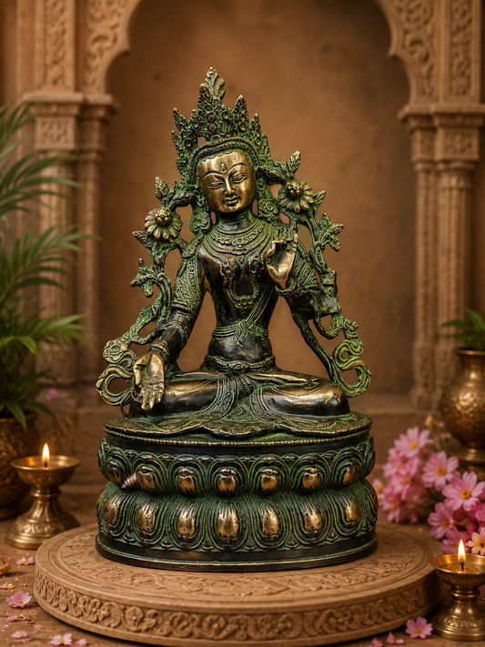 Brassaura® Brass Tara Statue | Height 14 Inches