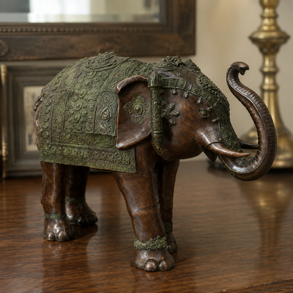 Brassaura® Brass Standing Elephant Sculpture | Height 50 Inches