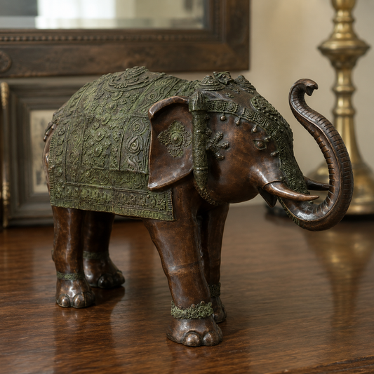 Brassaura® Brass Standing Elephant Sculpture | Height 50 Inches