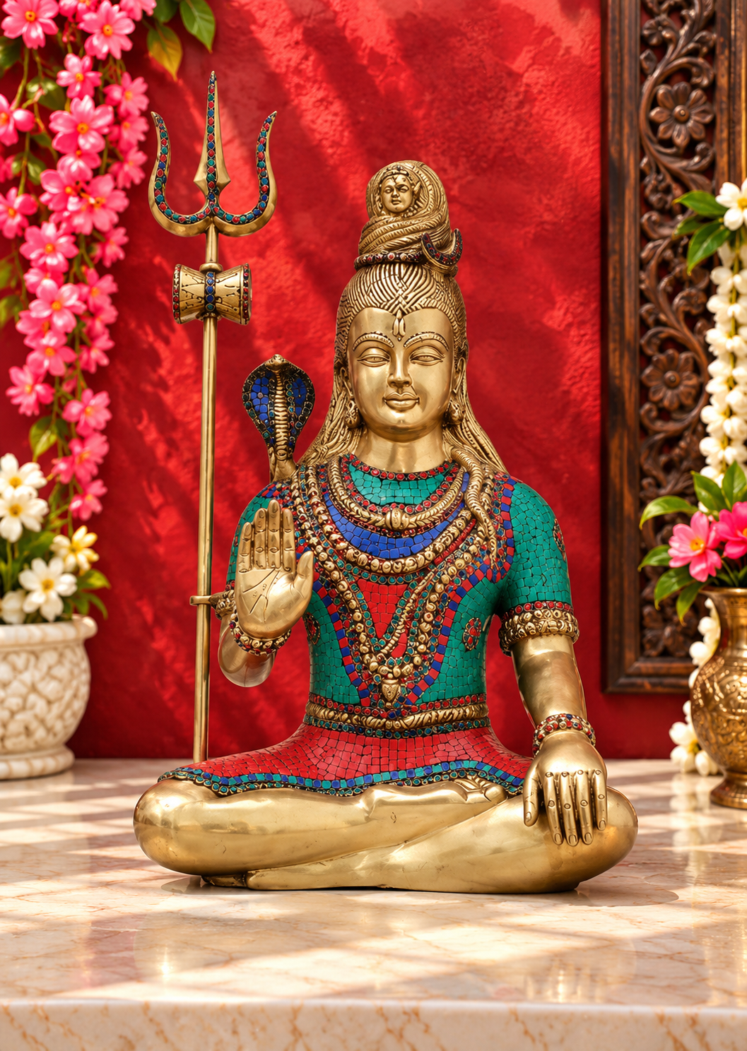 ब्रासॉरा® ब्रास शिव प्रतिमा | ऊँचाई 29.9 इंच और वज़न 31.89 किग्रा