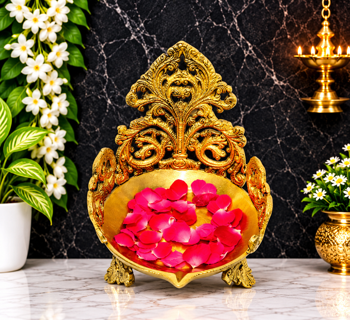 Brassaura® Umi Brass Urli Diya | Handcrafted Decorative Centerpiece | Height 9.8 Inches & Weight 2 Kgs