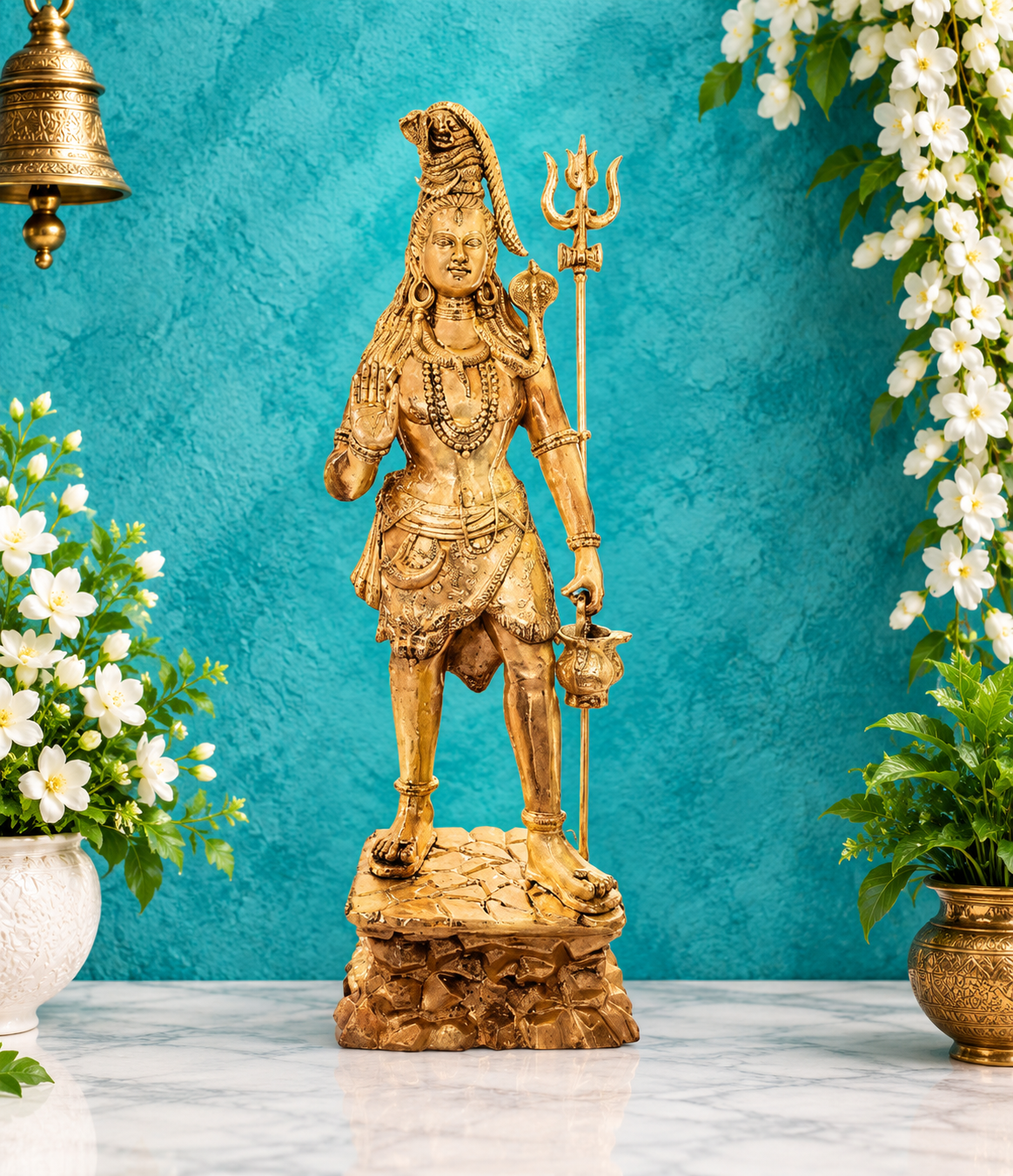 ब्रासौर® पीतल की शिव प्रतिमा | ऊंचाई 78.9 इंच और वज़न 156.30 किग्रा