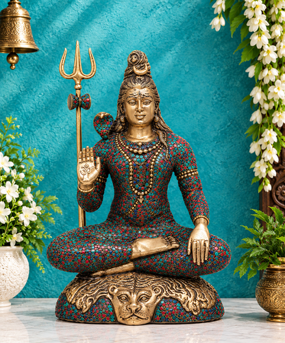 ब्रसौरा® ब्रास सीटिंग शिव प्रतिमा | ऊंचाई 22 इंच और वजन 17.10 किलोग्राम