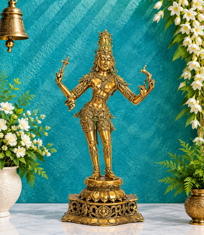 ब्रासौर® ब्रास शिव प्रतिमा जड़ाई के काम के साथ | ऊंचाई 32.09 इंच और वजन 16.30 किग्रा
