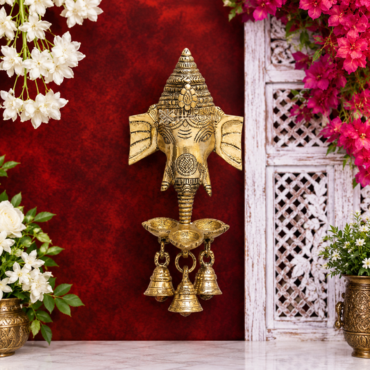 Brassaura® Brass Ganesha Statue for Home Decor and Gift Item | Pure Superfine Brass Handcrafted Murti | Brass Statue for Home Temple, Pooja Room | Height 8.5 Inches | Weight 0.62 kgs