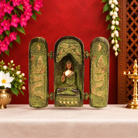 ब्रासौराम ब्रास बैठे बुद्ध की मूर्ति - ऊंचाई 7.5 इंच और वज़न 2.4 किग्रा | हस्तनिर्मित ध्यान की मूर्ति