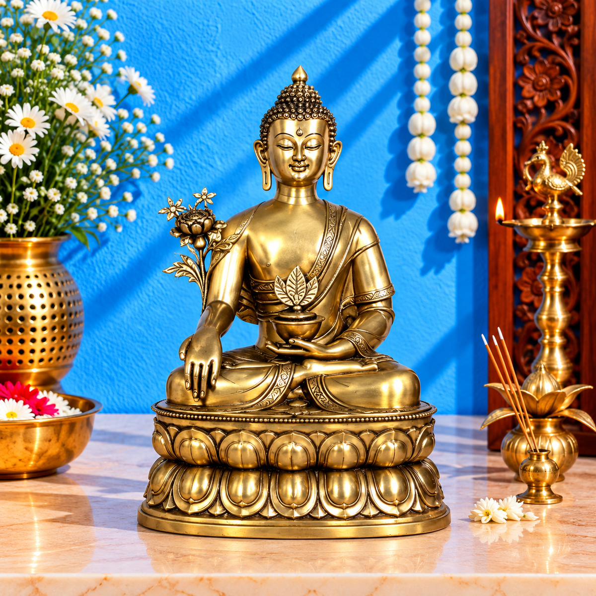 ब्रस्सौरा® पीतल बुद्ध प्रतिमा | ऊँचाई 38 इंच और वज़न 49.70 किलोग्राम
