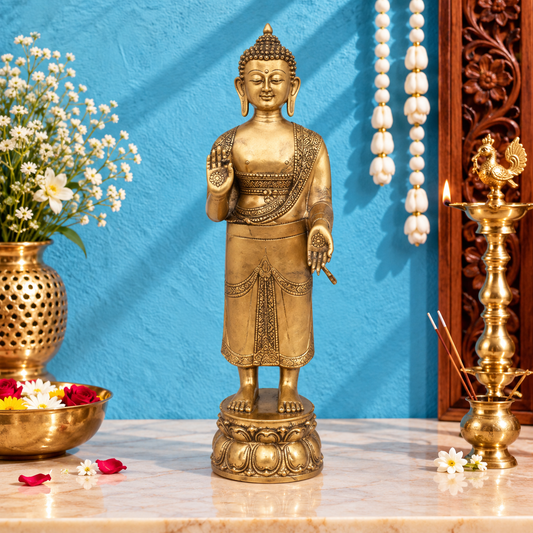 ब्रसुरा® खड़ी बुद्ध प्रतिमा | ऊंचाई 37.6 इंच और वजन 21.66 किलोग्राम