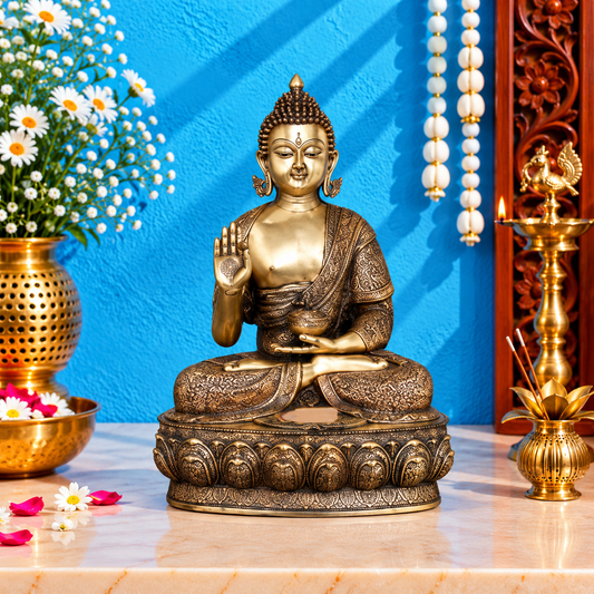 ब्रसैरा® पीतल बुद्ध प्रतिमा | ऊंचाई 36 इंच और वज़न 52.60 किलोग्राम