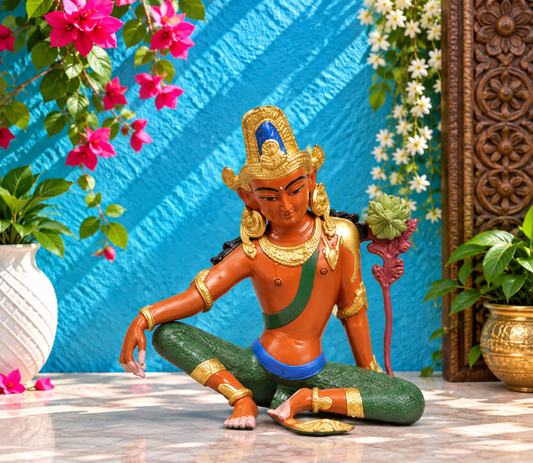 Brassaura® Brass Meditating Buddha Statue with Lotus Flower | Handcrafted Lord Buddha Idol for Home Temple, Living Room & Spiritual Décor | Height 12 Inches | Weight 5.26 Kgs