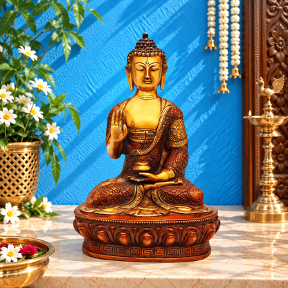 पीतल विंटेज बुद्ध वज़न 4.3 किलोग्राम और ऊंचाई 12 इंच