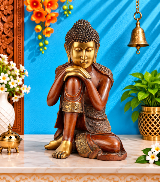 पीतल बुद्ध वजन 14 किलो और ऊंचाई 18 इंच