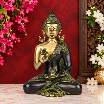 पीतल की बुद्ध प्रतिमा वजन 2.3 किलोग्राम और ऊंचाई 8 इंच