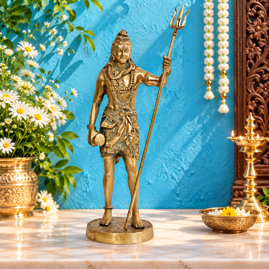 ब्रासॉरा® ट्रेडिशनल ब्रास शिव मूर्ति – ऊँचाई 17.2 इंच | क्लासिक आइडल