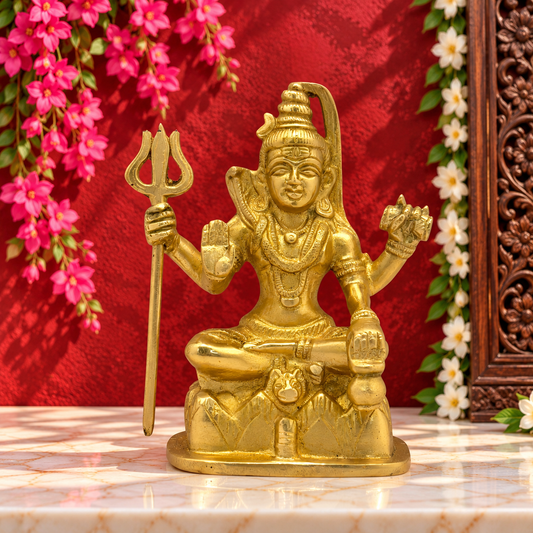 Brassaura® ट्रेडिशनल ब्रास शिव मूर्ति – ऊँचाई 5.6 इंच | क्लासिक आइडल