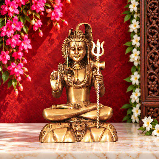 ब्रासौराह® छोटा पीतल शिव प्रतिमा – ऊंचाई 10.2 इंच | पवित्र गृह सज्जा