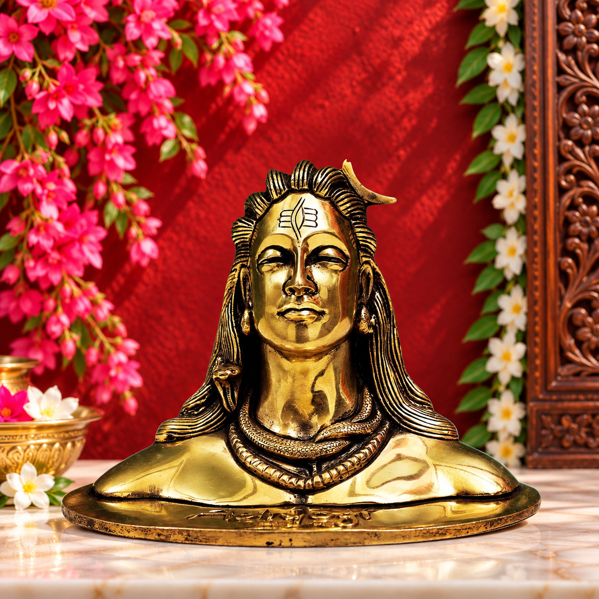 Brassaura® Brass Adi Yogi Lord Shiva Statue with Serene Meditative Detailing | Pure Superfine Brass Handcrafted Murti | Brass Statue for Home Temple, Pooja Room | Height 6.2 Inches | Weight 1.5 Kgs