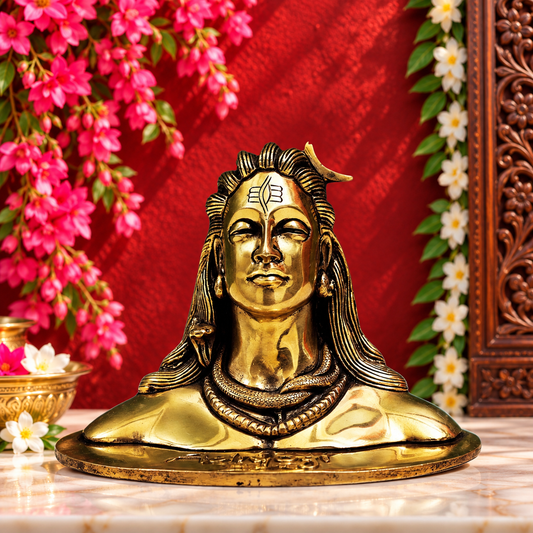 ब्रेसौरा® ब्रास आदि योगी भगवान शिव प्रतिमा – ऊंचाई 6.2 इंच | हस्तनिर्मित मूर्ति