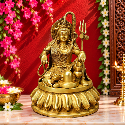 ब्रसौरा® ब्रास शिव प्रतिमा – ऊँचाई 12 इंच | पवित्र गृह सज्जा
