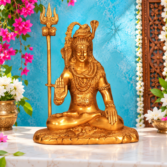 ब्रैसॉरा® ट्रेडिशनल ब्रास शिव मूर्ति – ऊंचाई 16 इंच | भक्तिमय मूर्तिकला