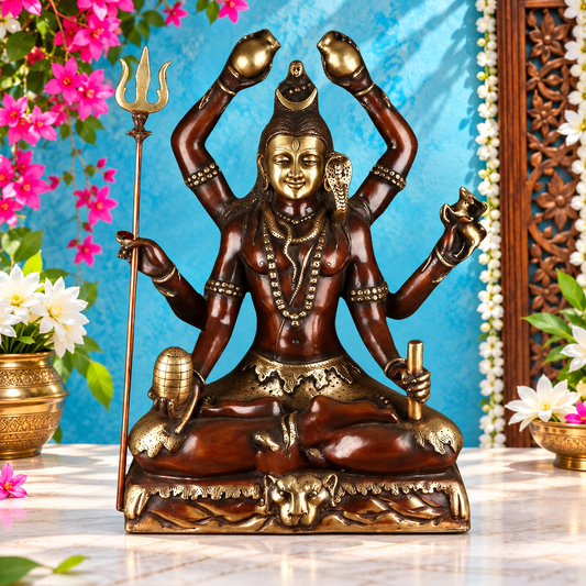 ब्रासौरा® ब्रास भगवान मृत्युंजय शिव प्रतिमा, ऊंचाई 30 इंच | मंदिर और गृह सज्जा