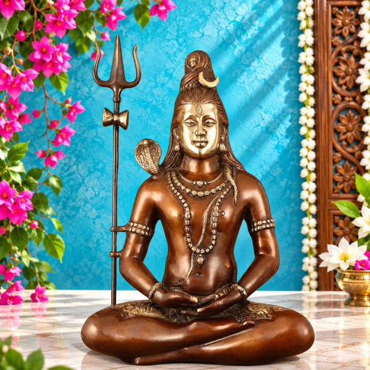 Brassaura® ब्रास भगवान शिव मूर्ति - ऊंचाई 20 इंच | पवित्र गृह सज्जा