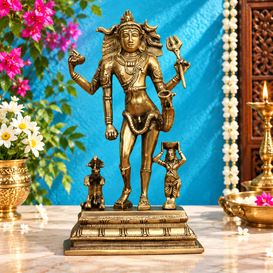 Brassaura® ब्रास भिक्षाटन शिव प्रतिमा - ऊँचाई 11 इंच | हिंदू भक्ति प्रतिमा