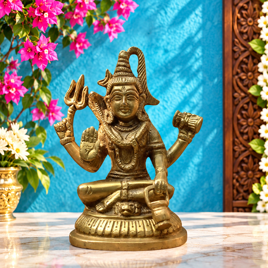 ब्रासौर® पीतल शिव प्रतिमा - ऊँचाई 5.25 इंच | मंदिर और घर के मंदिर के लिए मूर्ति