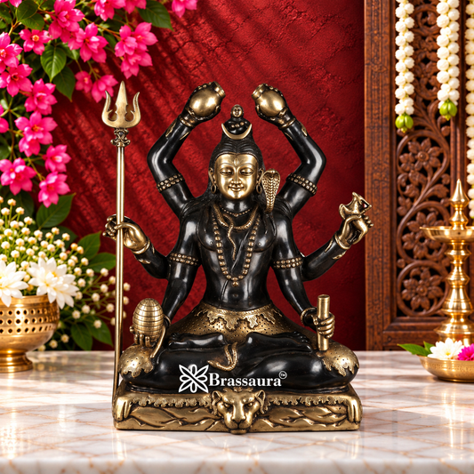 Brassaura® Traditional Brass Lord Shiva Murti with Intricate Handcrafted Detailing | Pure Superfine Brass Handcrafted Murti | Brass Statue for Home Temple, Pooja Room | Height 30 Inches | Weight 48 Kgs