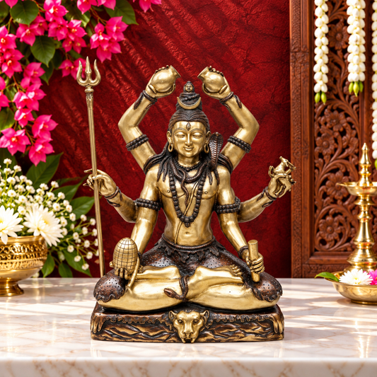 Brassaura® Large Handcrafted Brass Lord Shiva Statue with Intricate Traditional Detailing | Pure Superfine Brass Handcrafted Murti | Brass Statue for Home Temple, Pooja Room | Height 30 Inches | Weight 46 Kgs