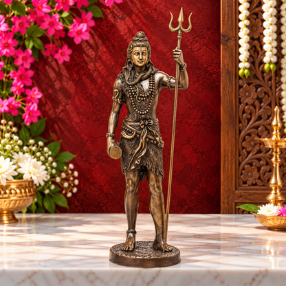 Brassaura® प्रीमियम ब्रास शिव प्रतिमा – ऊंचाई 26 इंच | पारंपरिक मंदिर प्रतिमा