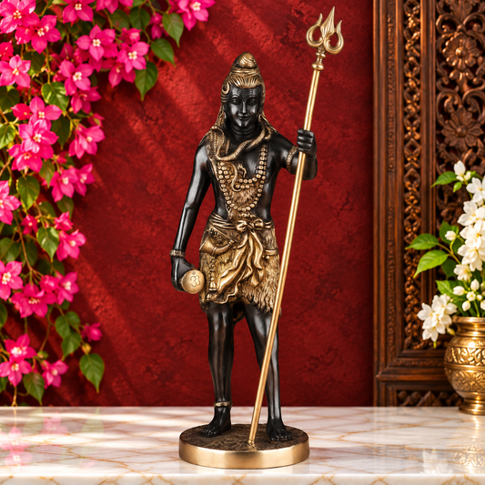 Brassaura® Handcrafted Brass Lord Shiva Idol with Intricate Traditional Detailing | Pure Superfine Brass Handcrafted Murti | Brass Statue for Home Temple, Pooja Room | Height 17.5 Inches | Weight 5.8 Kgs