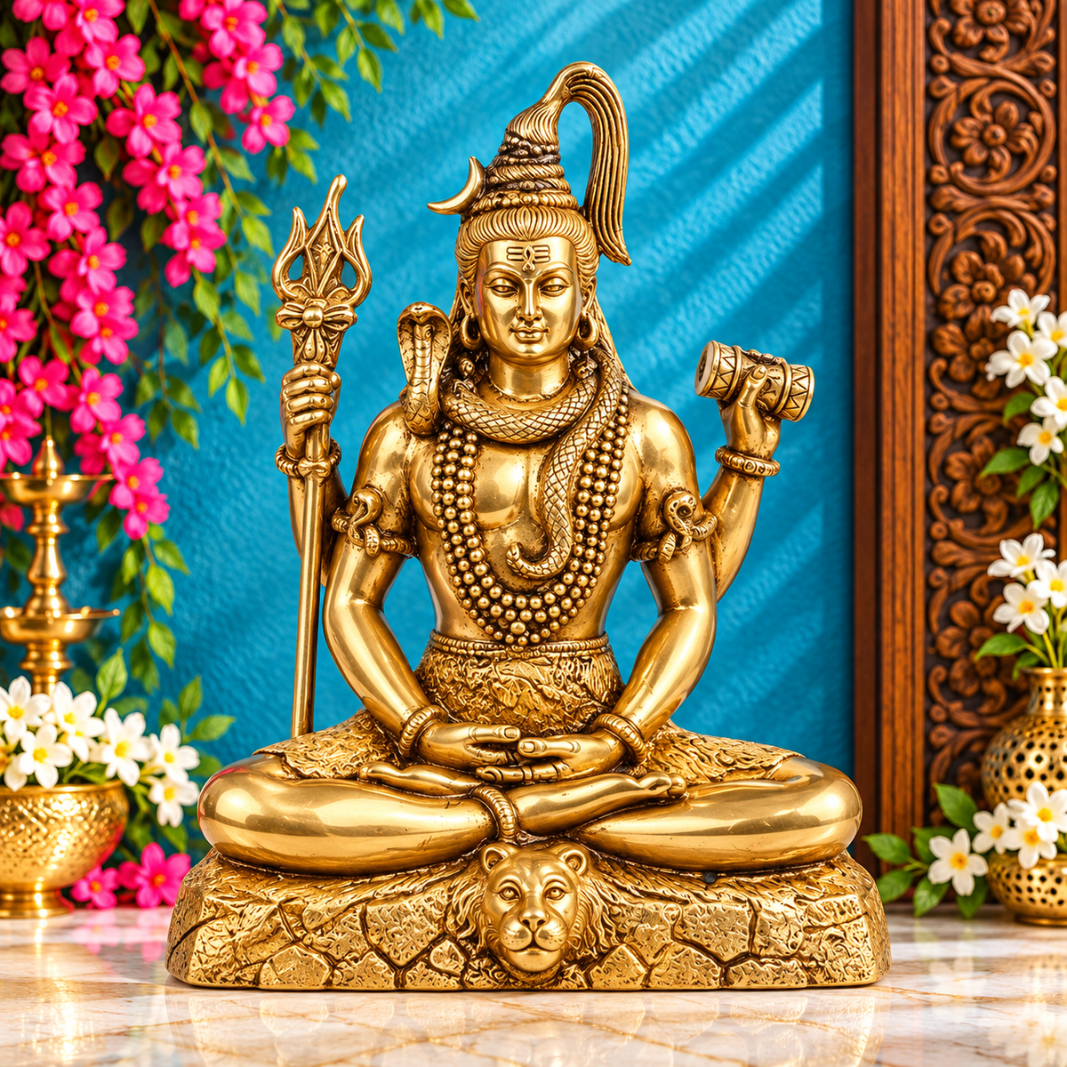 Brassaura™ भक्तिमय पीतल भगवान शिव की प्रतिमा – ऊँचाई 9 इंच और वज़न 2.8 किग्रा