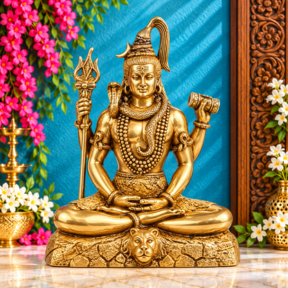 Brassaura™ भक्तिमय पीतल भगवान शिव की प्रतिमा – ऊँचाई 9 इंच और वज़न 2.8 किग्रा
