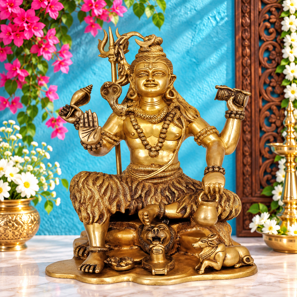 ब्रासुर्रा™ हस्तनिर्मित पीतल की शिव प्रतिमा – ऊँचाई 18 इंच और वज़न 18 किग्रा | आध्यात्मिक सजावट